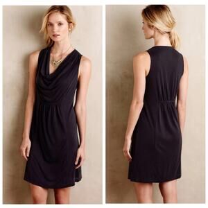 Anthropologie Maeve Cara Cowl Neck Modal Charcoal Minimalist Dress -‎ Size Small